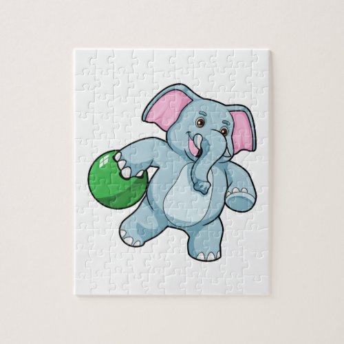 Elephant at Bowling with Bowling ball Jigsaw Puzzle