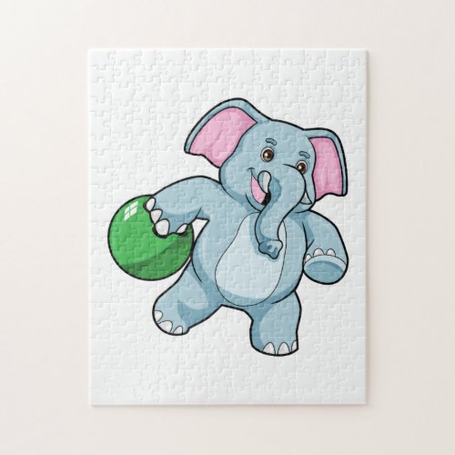 Elephant at Bowling with Bowling ball Jigsaw Puzzle