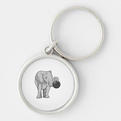 Elephant at Bowling with Bowling ball Keychain