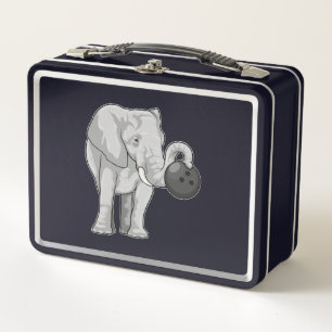 Elephant at Bowling with Bowling ball Metal Lunch Box