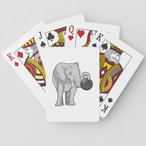 Elephant at Bowling with Bowling ball Poker Cards