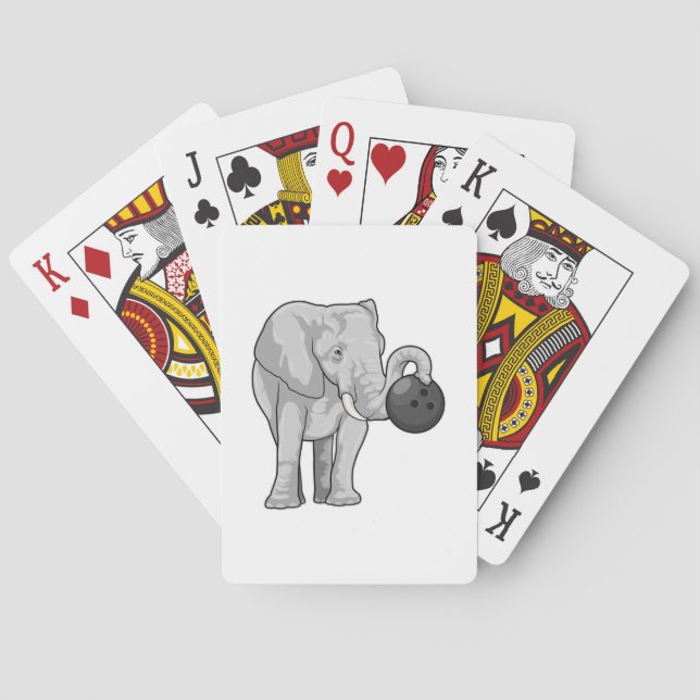 Elephant at Bowling with Bowling ball Poker Cards (Back)