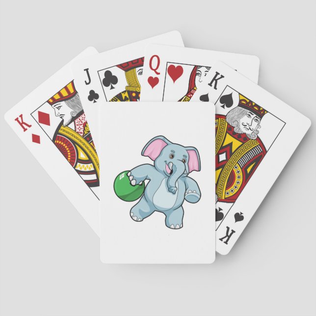 Elephant at Bowling with Bowling ball Poker Cards (Back)