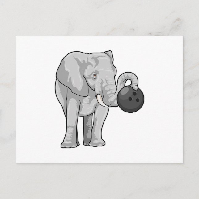Elephant at Bowling with Bowling ball Postcard (Front)
