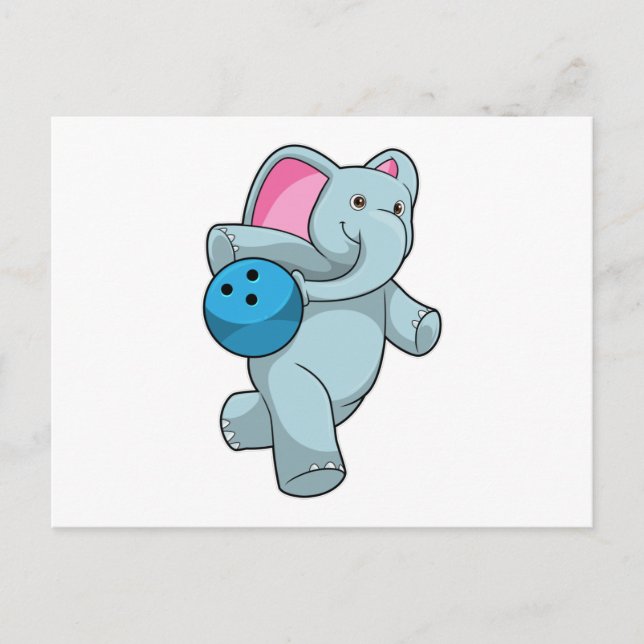 Elephant at Bowling with Bowling ball Postcard (Front)