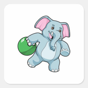 Elephant at Bowling with Bowling ball Square Sticker
