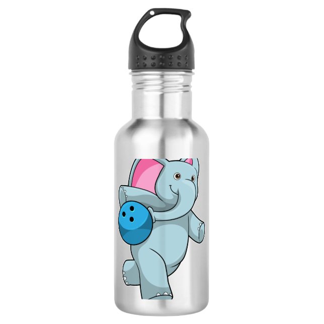 Elephant at Bowling with Bowling ball Stainless Steel Water Bottle (Front)
