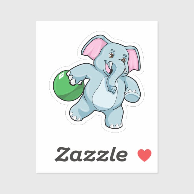 Elephant at Bowling with Bowling ball Sticker (Sheet)