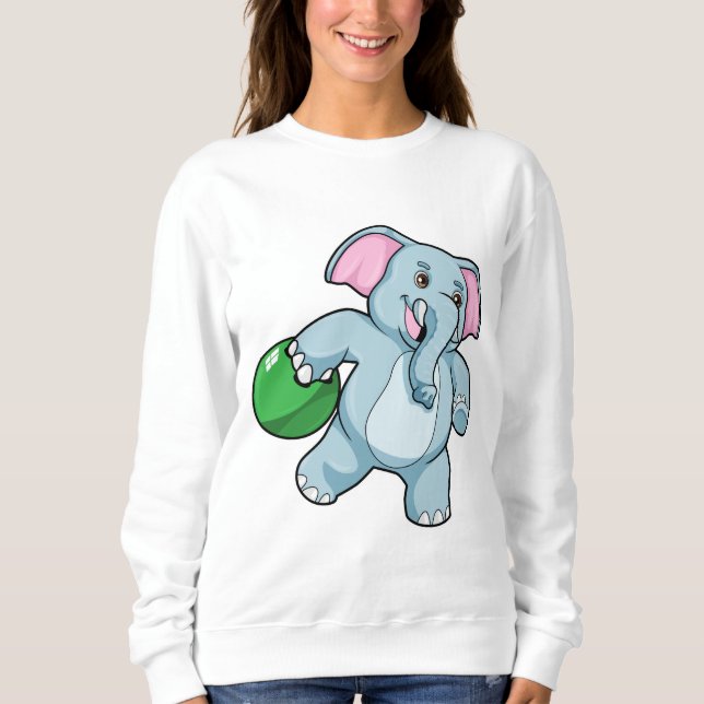 Elephant at Bowling with Bowling ball Sweatshirt (Front)