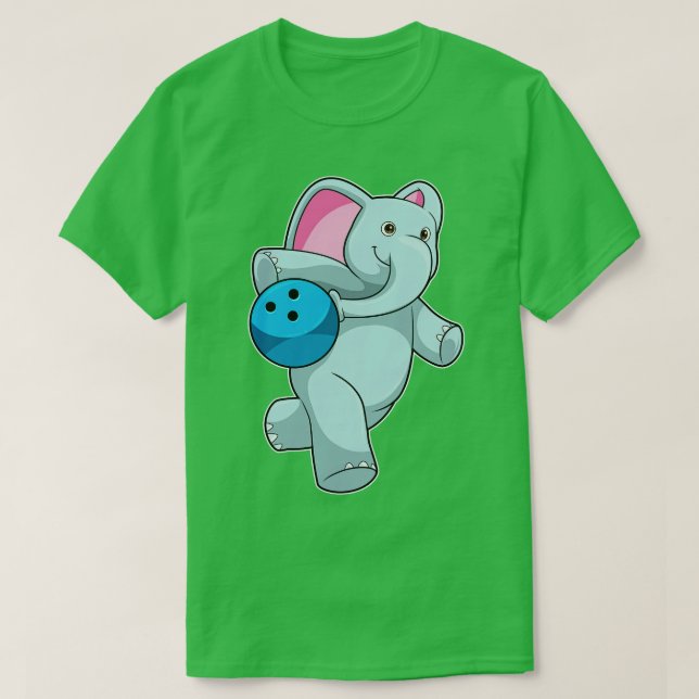 Elephant At Bowling With Bowling Ball  T-Shirt (Design Front)