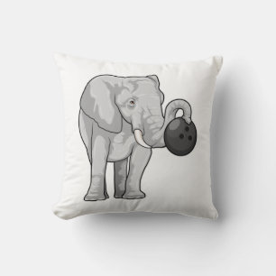 Elephant at Bowling with Bowling ball Throw Pillow