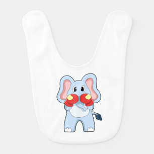 Elephant at Boxing with Boxing gloves Baby Bib