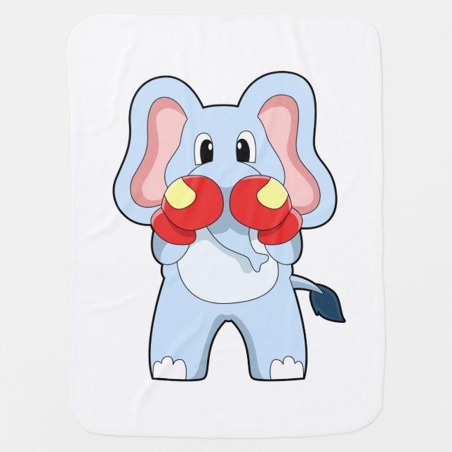 Elephant at Boxing with Boxing gloves Baby Blanket (Front)