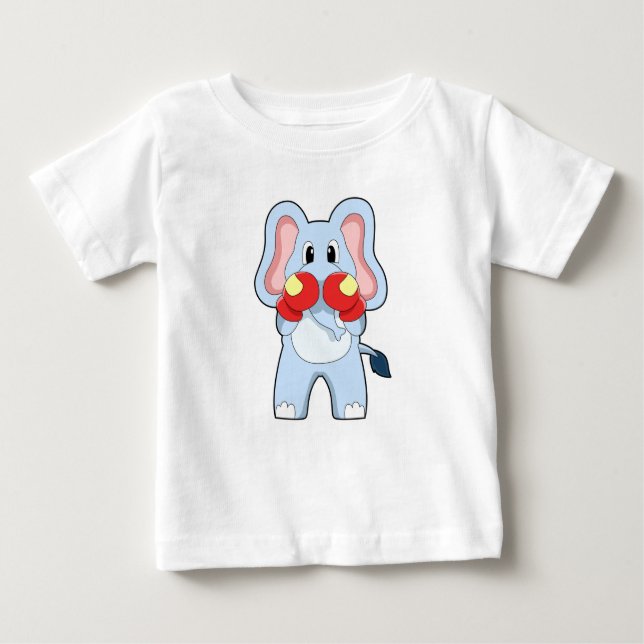 Elephant at Boxing with Boxing gloves Baby T-Shirt (Front)
