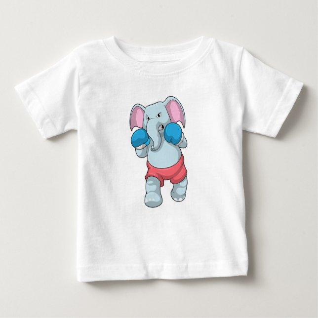 Elephant at Boxing with Boxing gloves Baby T-Shirt (Front)