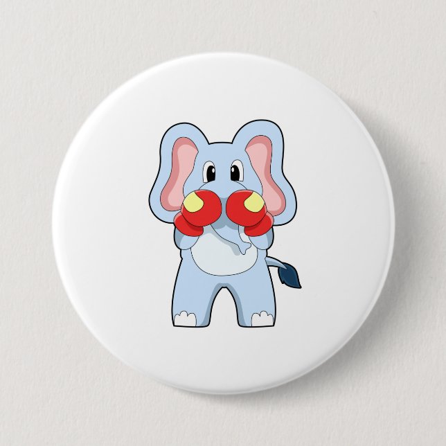 Elephant at Boxing with Boxing gloves Button (Front)