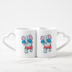 Elephant at Boxing with Boxing gloves Coffee Mug Set