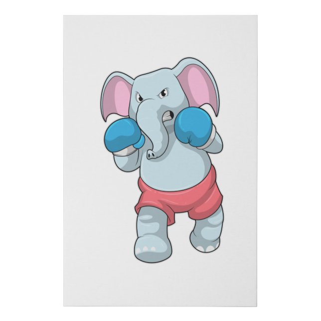 Elephant at Boxing with Boxing gloves Faux Canvas Print (Front)