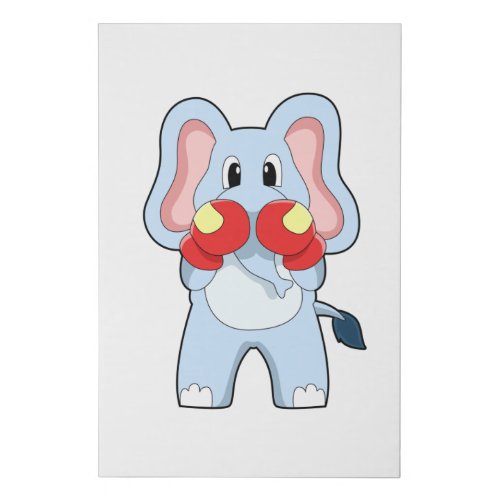Elephant at Boxing with Boxing gloves Faux Canvas Print