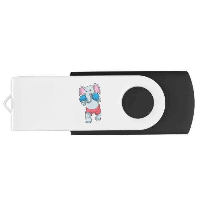 Elephant at Boxing with Boxing gloves Flash Drive (Back)