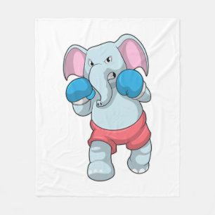 Elephant at Boxing with Boxing gloves Fleece Blanket