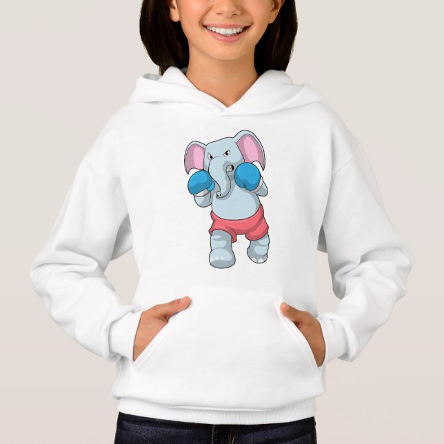 Elephant at Boxing with Boxing gloves Hoodie (Front)
