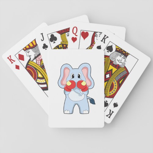 Elephant at Boxing with Boxing gloves Poker Cards