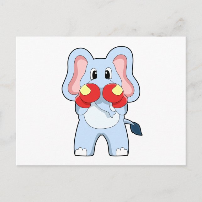 Elephant at Boxing with Boxing gloves Postcard (Front)