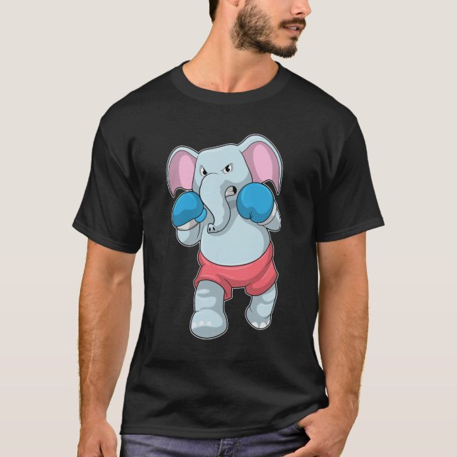 Elephant at Boxing with Boxing gloves T-Shirt (Front)