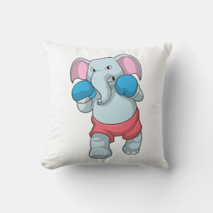 Elephant at Boxing with Boxing gloves Throw Pillow