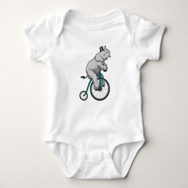 Elephant at Circus with Bicycle Baby Bodysuit (Front)