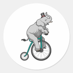 Elephant at Circus with Bicycle Classic Round Sticker
