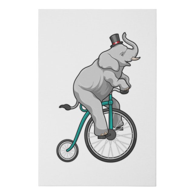 Elephant at Circus with Bicycle Faux Canvas Print (Front)