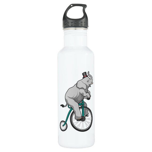 Elephant at Circus with Bicycle Stainless Steel Water Bottle (Front)