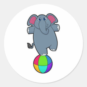 Elephant at Circus with Circus ball Classic Round Sticker