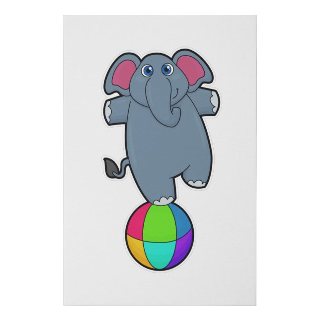 Elephant at Circus with Circus ball Faux Canvas Print (Front)
