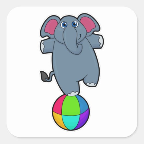 Elephant at Circus with Circus ball Square Sticker