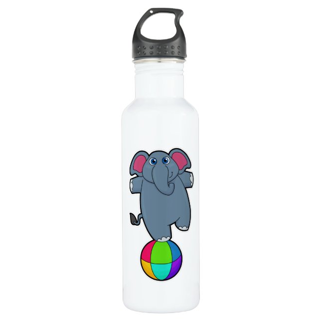 Elephant at Circus with Circus ball Stainless Steel Water Bottle (Front)