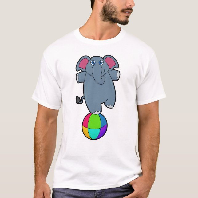 Elephant at Circus with Circus ball T-Shirt (Front)