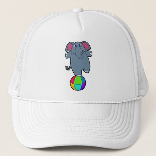 Elephant at Circus with Circus ball Trucker Hat