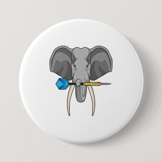 Elephant at Darts with Dart Button (Front)