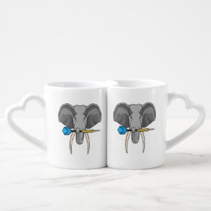 Elephant at Darts with Dart Coffee Mug Set
