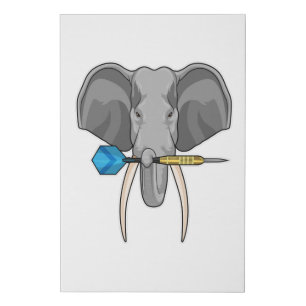 Elephant at Darts with Dart Faux Canvas Print