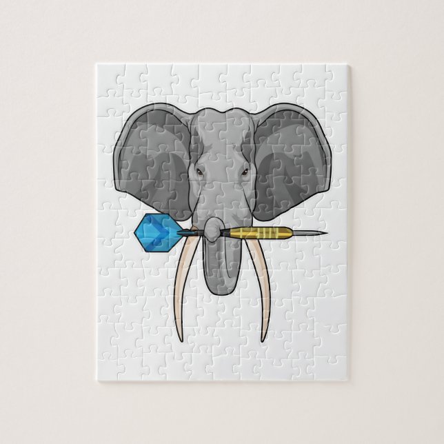 Elephant at Darts with Dart Jigsaw Puzzle (Vertical)