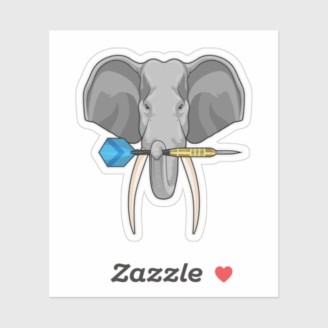 Elephant at Darts with Dart Sticker (Sheet)