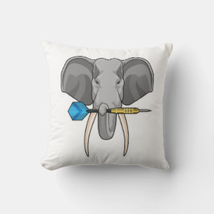 Elephant at Darts with Dart Throw Pillow