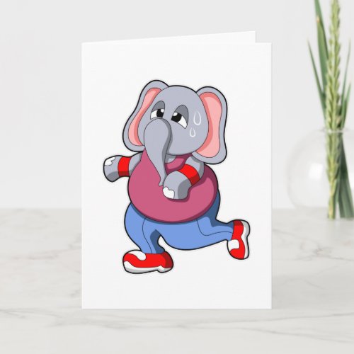 Elephant at Fitness _ Jogging with Sweatband Card