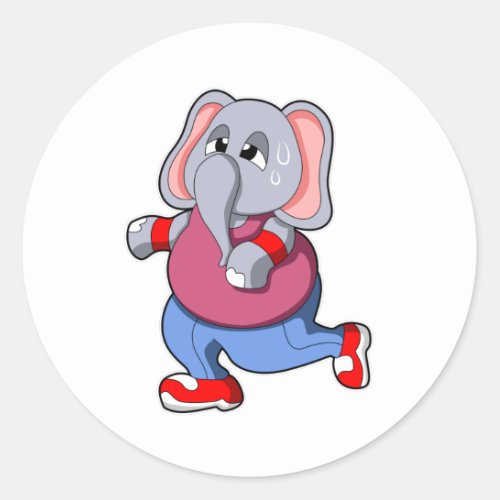 Elephant at Fitness _ Jogging with Sweatband Classic Round Sticker