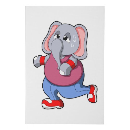 Elephant at Fitness _ Jogging with Sweatband Faux Canvas Print
