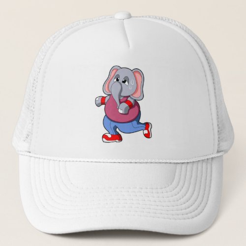 Elephant at Fitness _ Jogging with Sweatband Trucker Hat